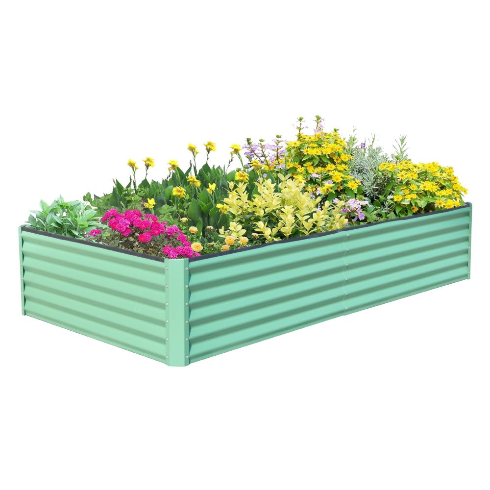 8x4x1 ft Galvanized Raised Garden Bed, Outdoor Planter Garden Boxes Large Metal Planter Box for Gardening Vegetables Fruits Flowers, Gray