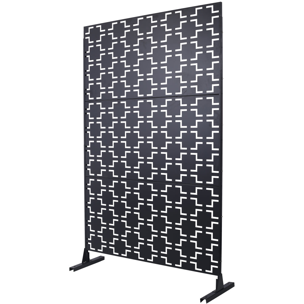 Outdoor & Indoor Privacy Screen Metal Privacy Screen 76" H×48" W, Freestanding Decorative Privacy Screen for Deck Balcony Patio, Privacy Fence Panels for Outside Lawn Garden PS105 BLACK