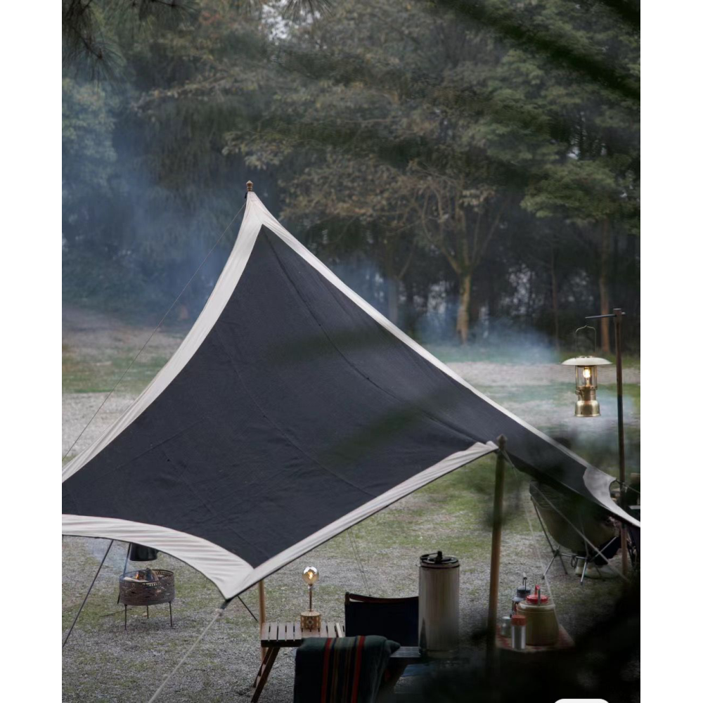 SAM&HAIBEI Tarps Heavy Duty Waterproof 16.4x12 ft, Made from Yak Hair. High Sun Resistance, Multipurpose Cover with Wooden Pole, Reinforced Edges, Double-Layered for Water Protection.