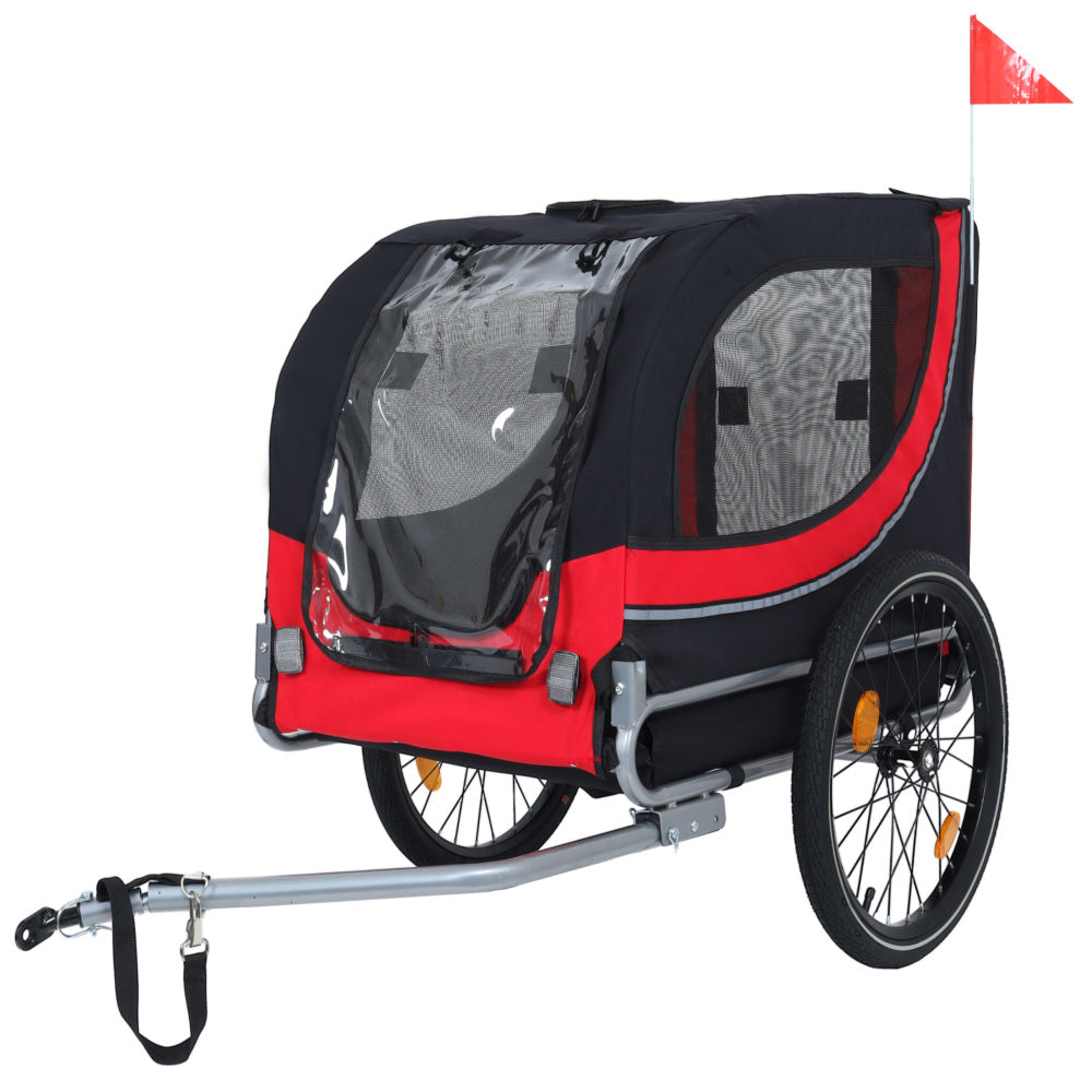 Large Folding Bike Trailer for Dogs – 66LB Capacity All-Terrain Pet Carrier, Durable Steel Frame for Cycling, Jogging, Camping & Outdoor Adventures, Black- Green