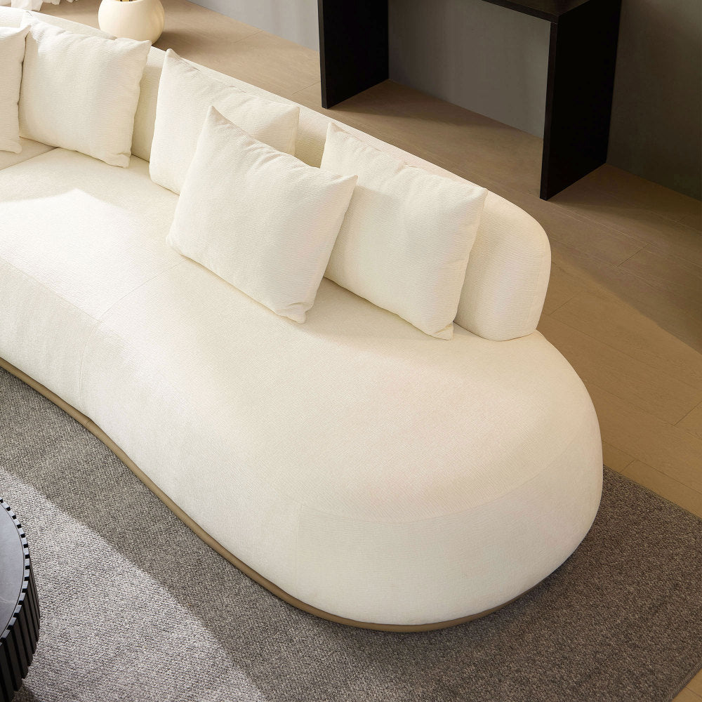 134.63" Oversize Sectional Couch with L-Shape Chaise, Modern Upholstered Sofa with Deep Seat for Living Room, No Assembly Required, Beige