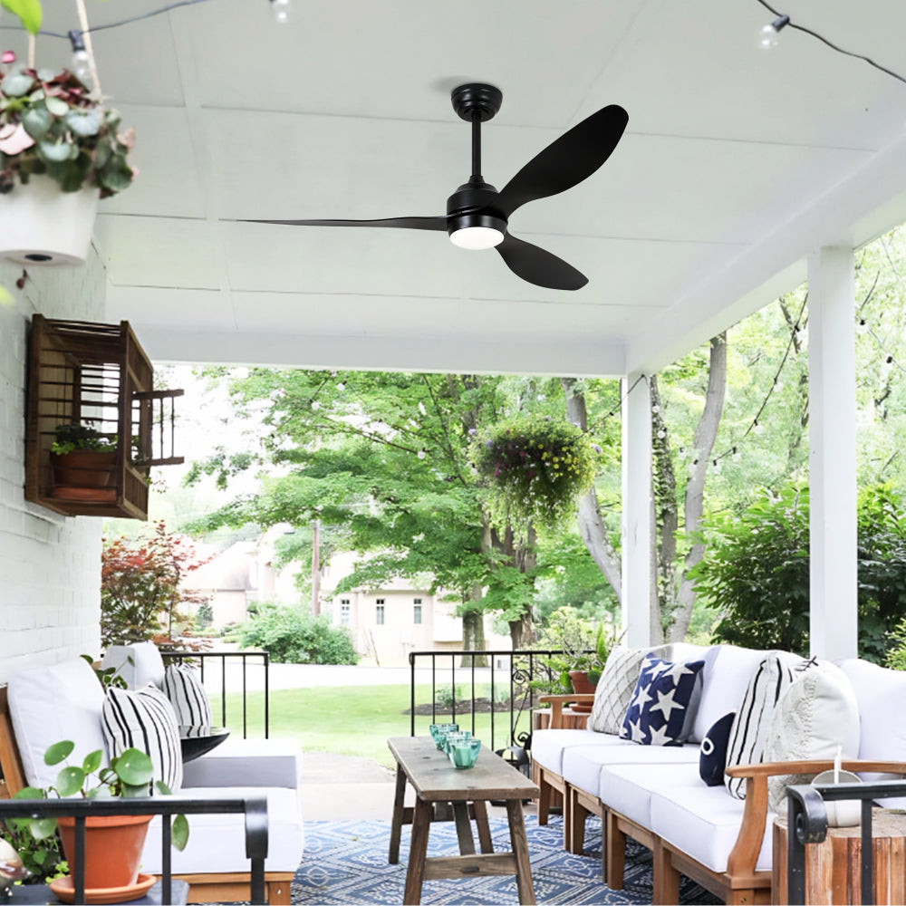 52" Ceiling Fan with Lights Quiet DC Motor 3 ABS Blade Ceiling Fans 6 Speed Levels,Reversible Ceiling Fan, for Patio Living Room, Bedroom, Office,Indoor.-- Black