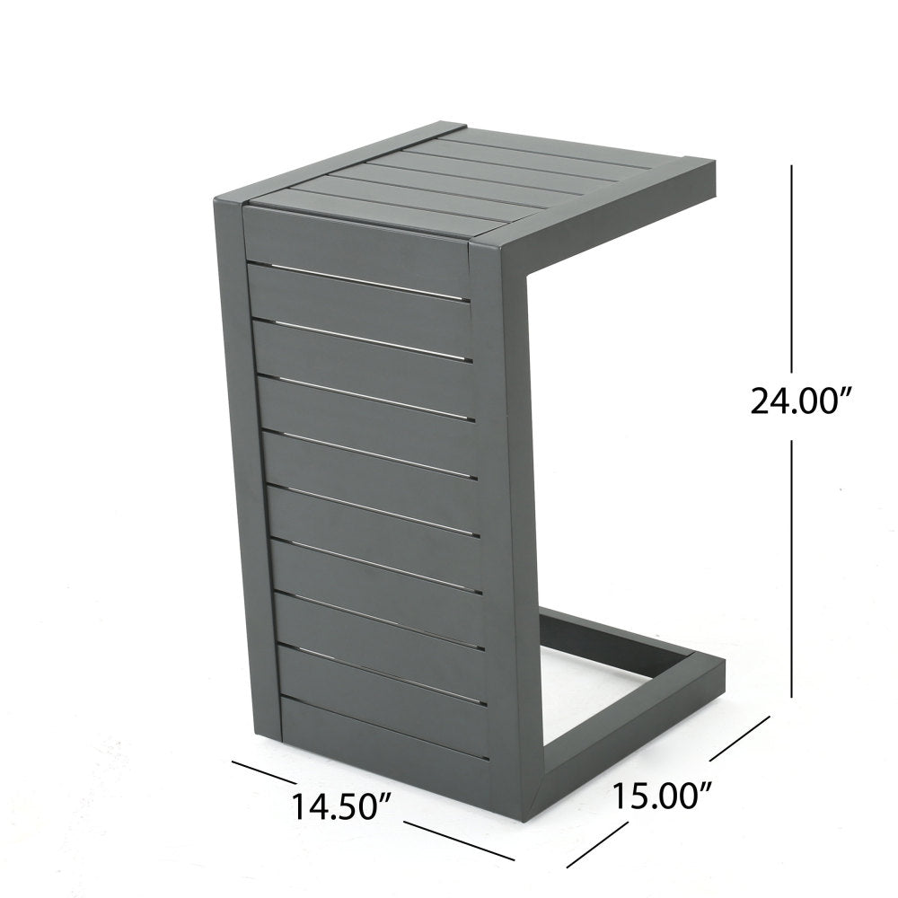 CAPE CORAL ALU C-SHAPED TABLE GREY