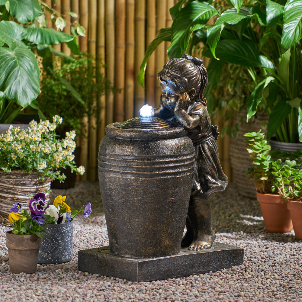 ESPERANZA FOUNTAIN Outdoor Weather Resistant Floor Fountain with Light
